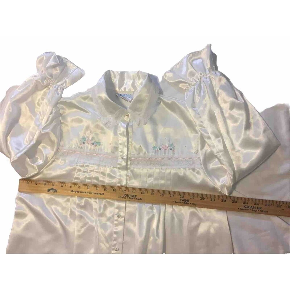 Vintage Heather Lane Full Length Night Gown Women’s 70s Retro Silky Cottagecore
